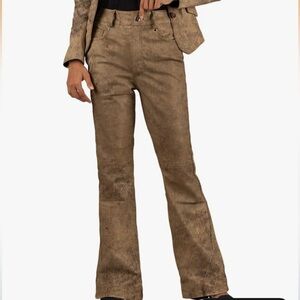 Laverapelle Women's Genuine Lambskin Skinny Flare Leather Pants